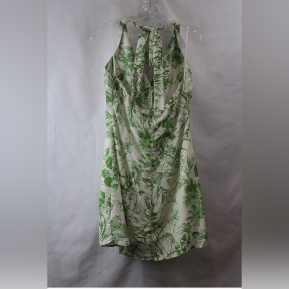 NWT En Creme Women's Ivory/Green Floral Front Button Halter Sundress - Picture 2 of 4